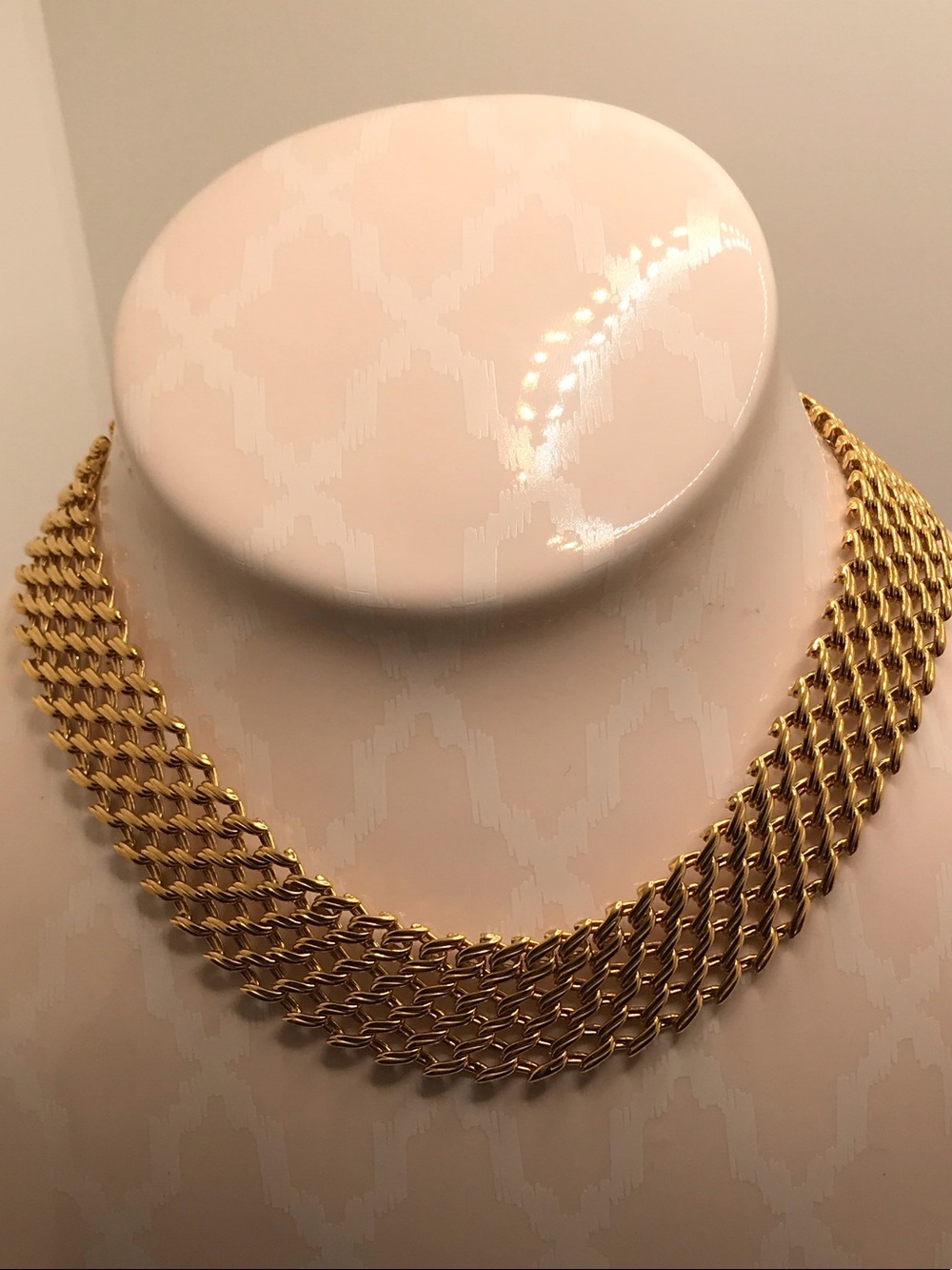 Napier 1960s Gold Multi-Row Mesh Collar Necklace